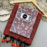 Orange Handloom Cotton Saree With Mango Print Blouse